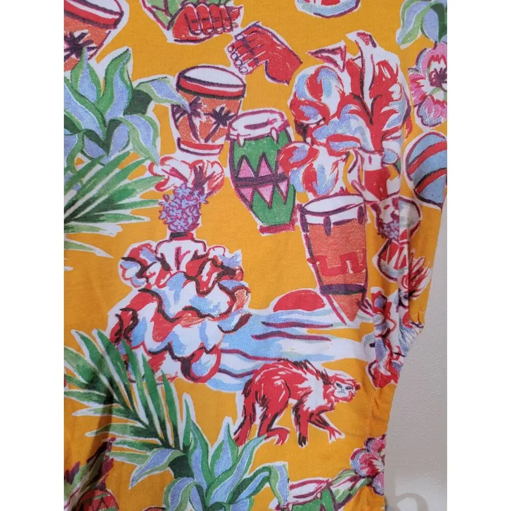 Zara Yellow Tropical Floral Print Mini Dress - Picture 8 of 8